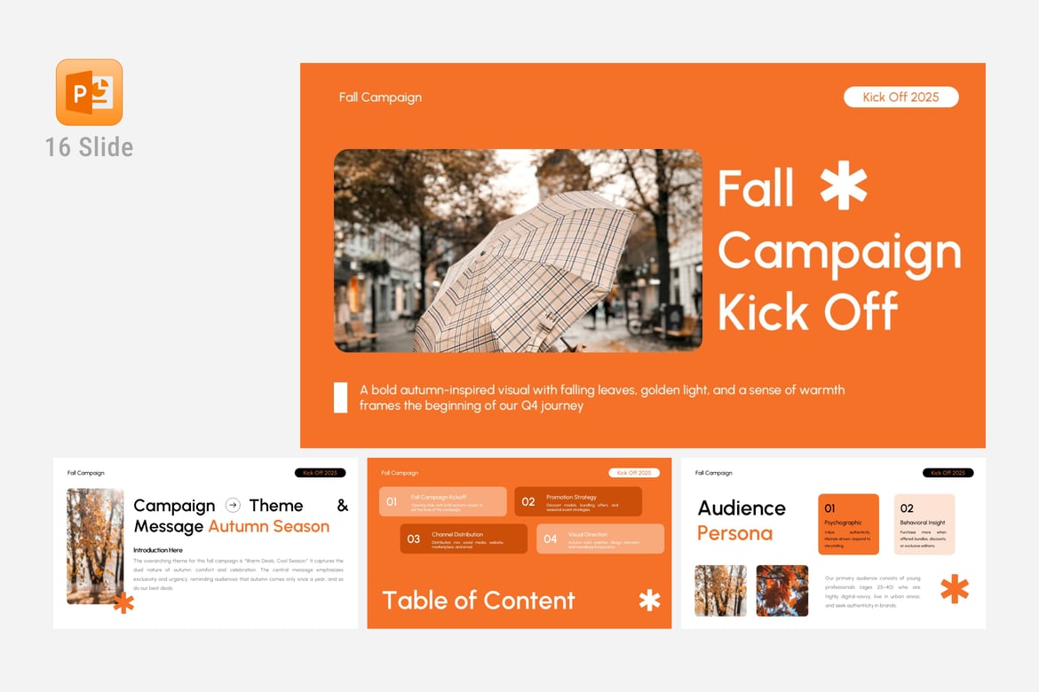 Template PowerPoint Peluncuran Kampanye Musiman yang Menarik
