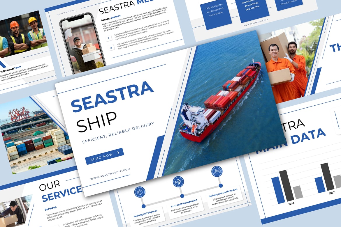 Template Presentasi PowerPoint Seastra yang Menawan
