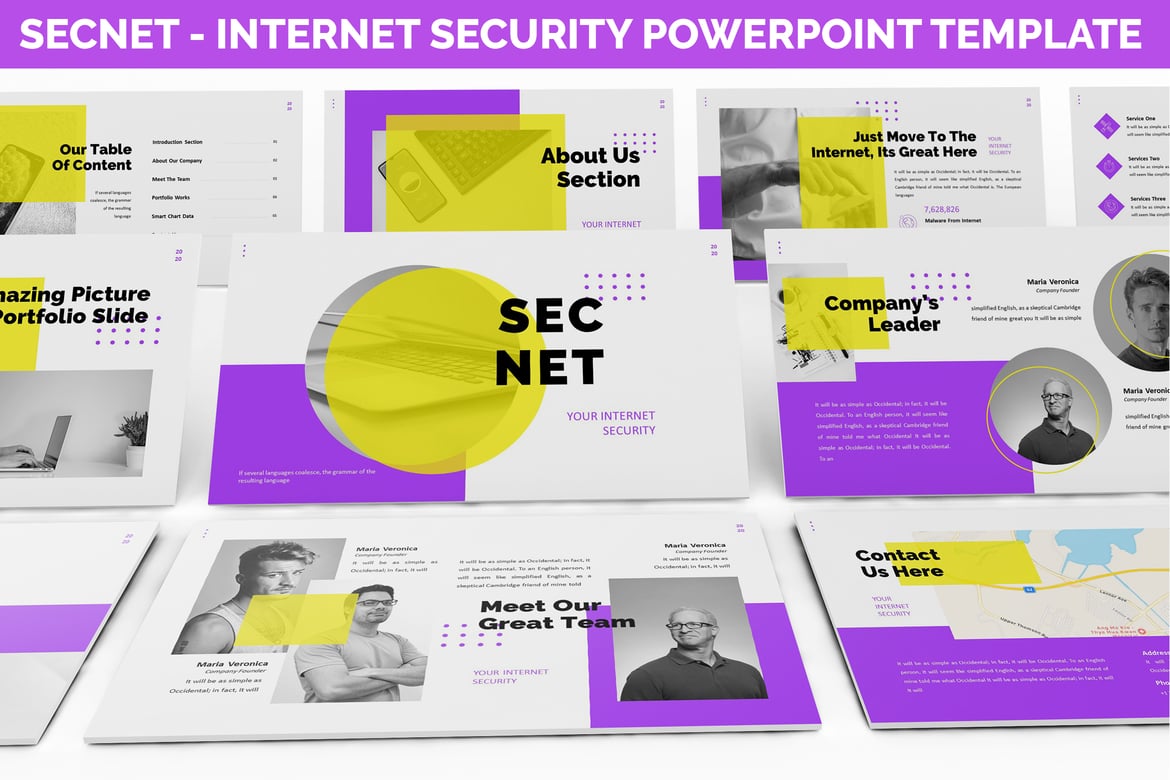 Template Powerpoint Keamanan Internet Secnet yang Kreatif dan Menarik