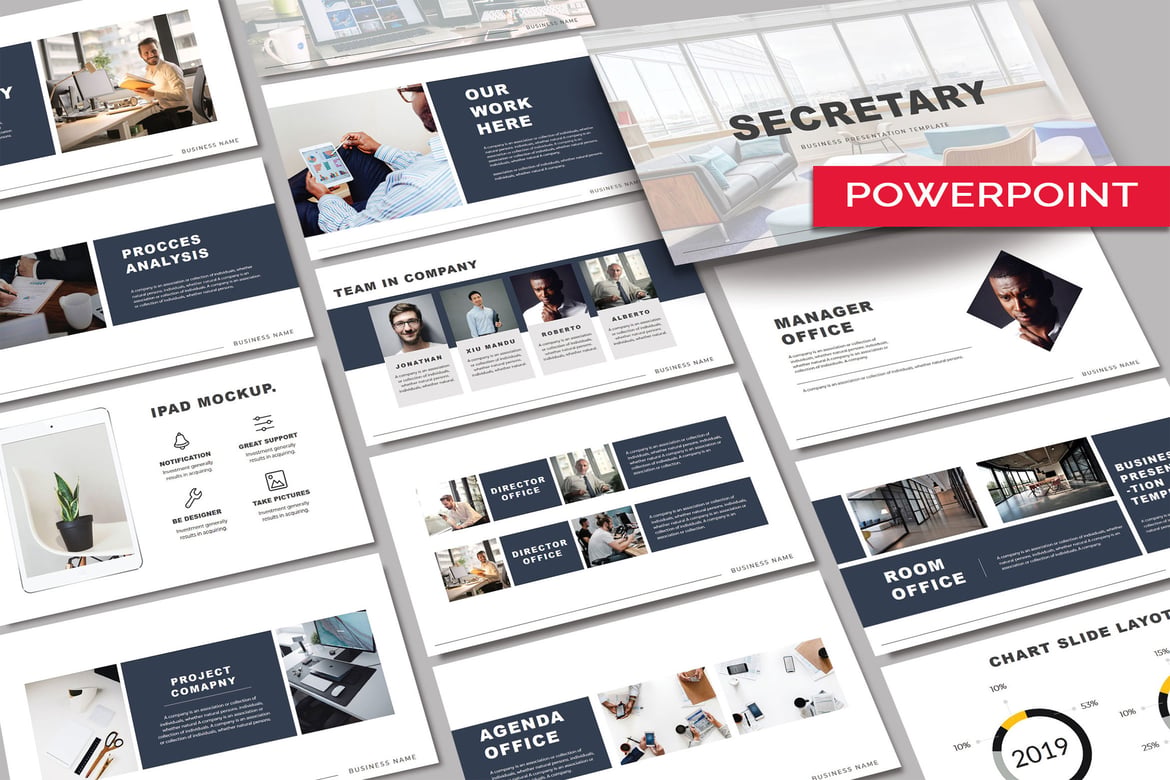Template PowerPoint Bisnis - SECRETARY yang Modern dan Kreatif