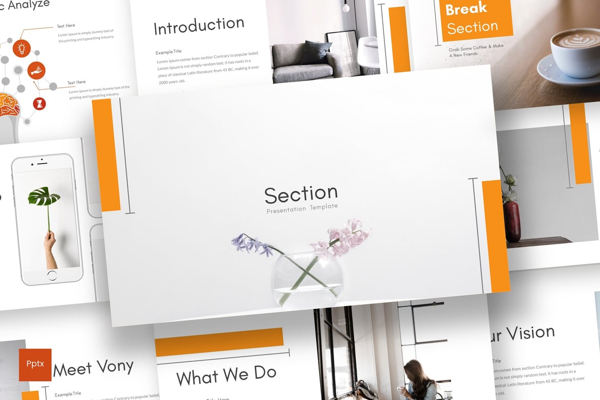 Template Presentasi PowerPoint Section yang Kreatif dan Minimalis