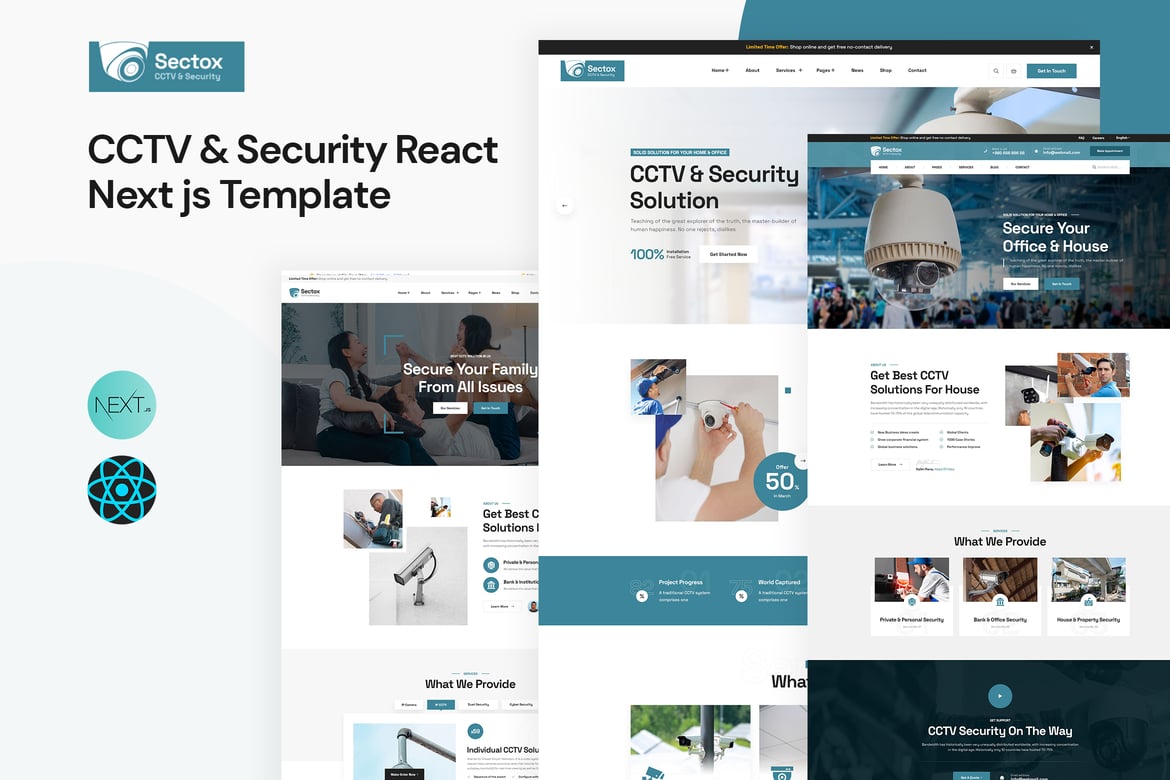 Sectox - Template Website CCTV & Keamanan Menggunakan React Next.js