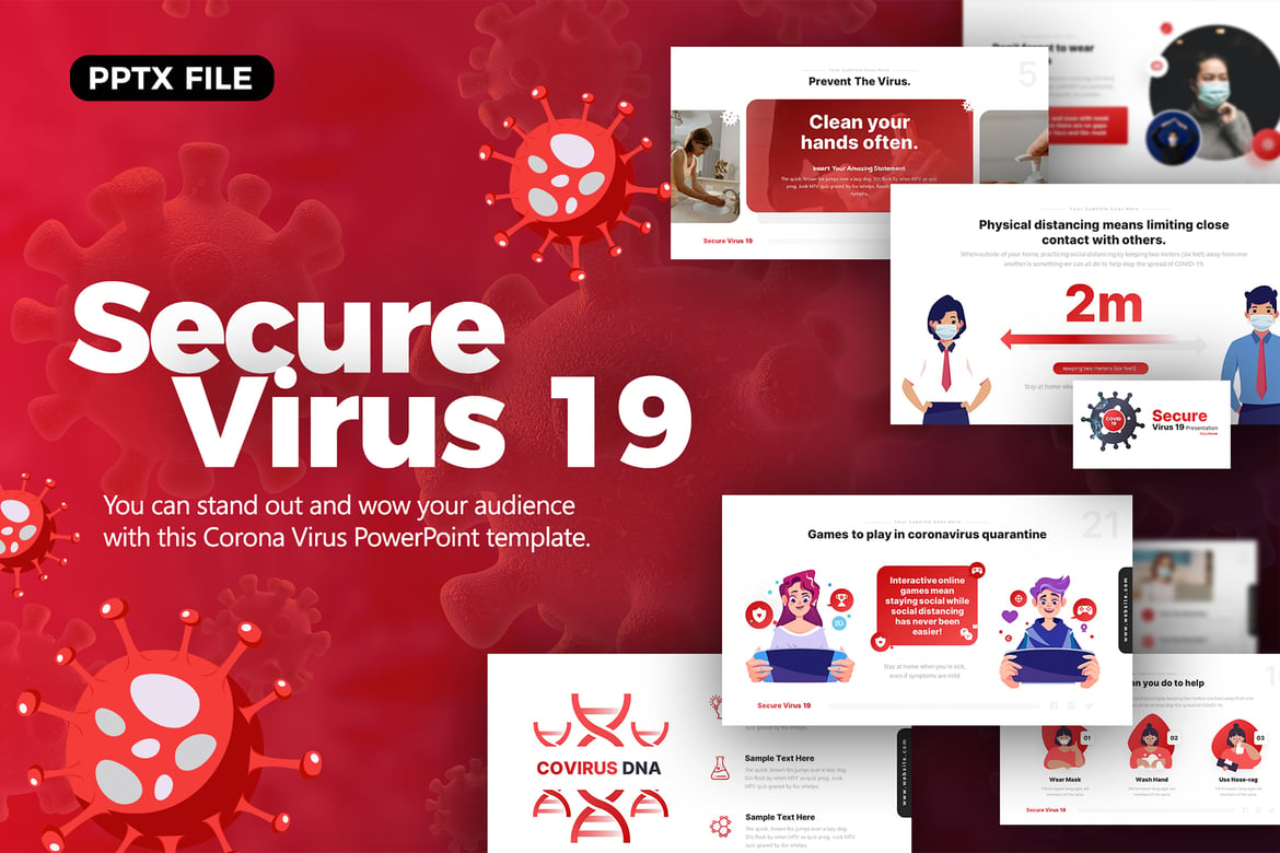 Template PowerPoint Medis Virus 19 yang Aman dan Menarik