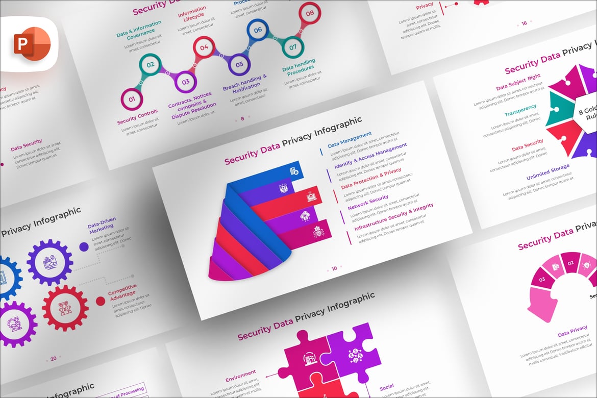 Infografis Keamanan Data dan Privasi untuk Presentasi PowerPoint yang Menarik