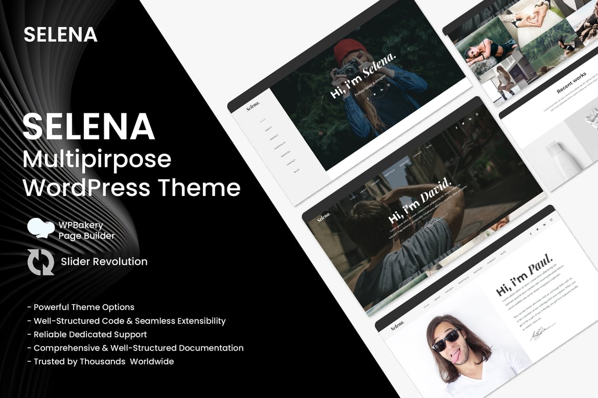 Selena - Tema WordPress Portfolio Modern dan Personal