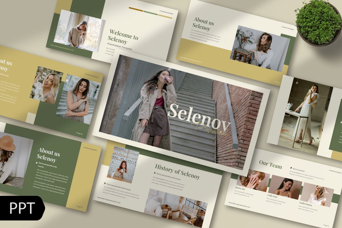 Template PowerPoint Kreatif Selenoy yang Modern dan Profesional