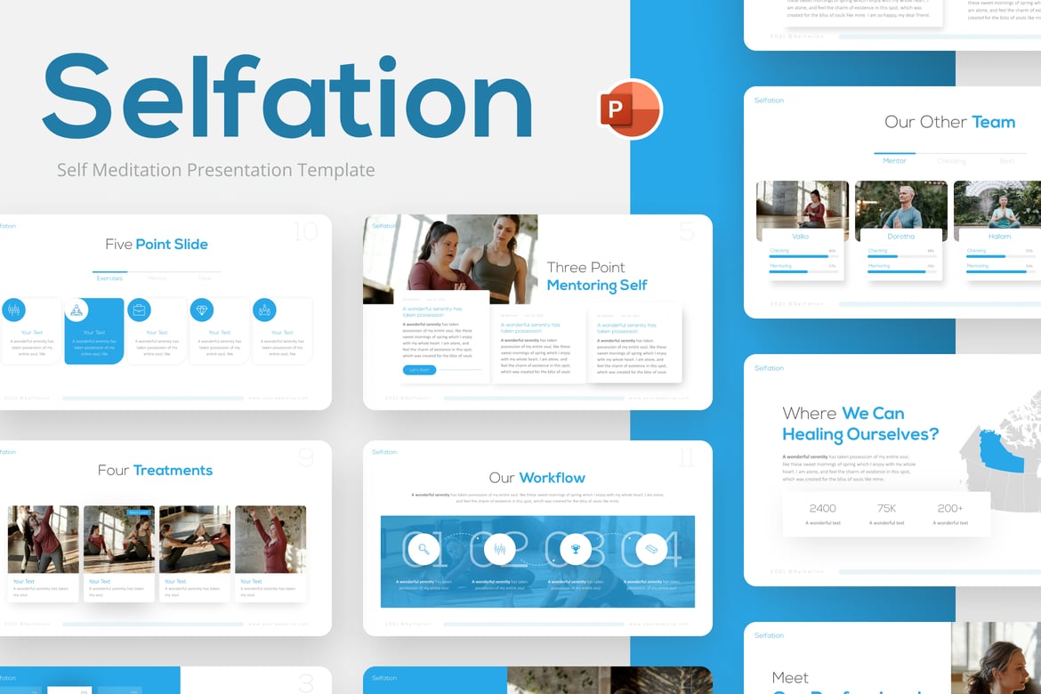Template PowerPoint Meditasi Diri Selfation yang Menarik