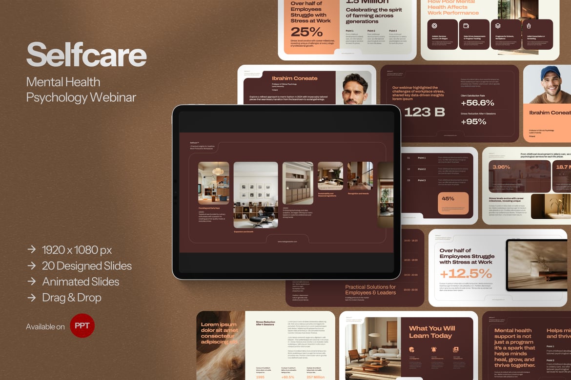 Template PowerPoint Webinar Animasi untuk Selfcare