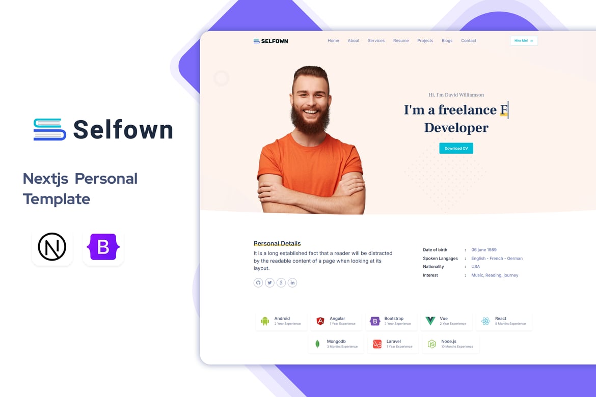 Selfown - Template Website Portofolio Pribadi Modern dengan Nextjs