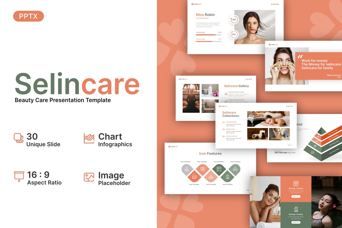 Template Powerpoint Selincare Spa Kecantikan yang Menarik