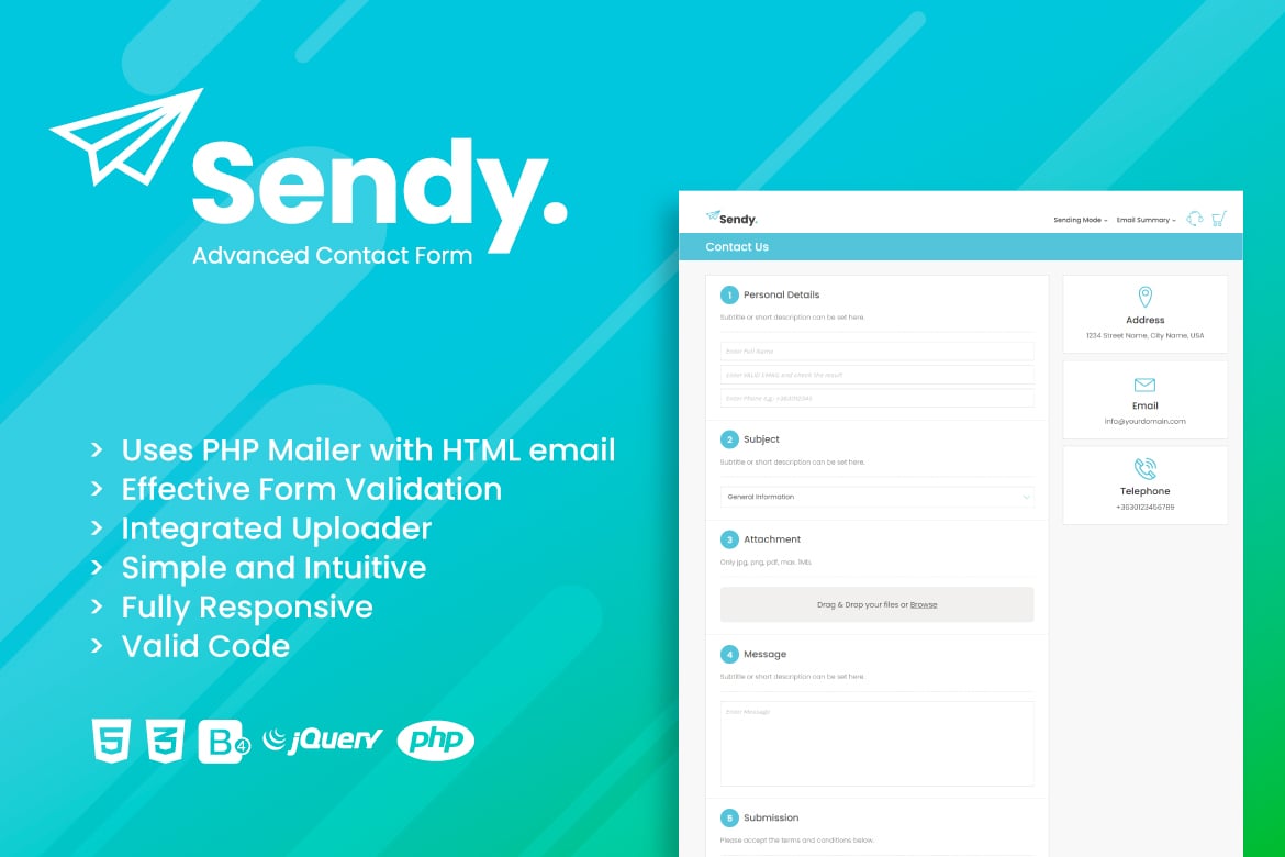 Sendy | Form Kontak Canggih dengan Pengunggah File
