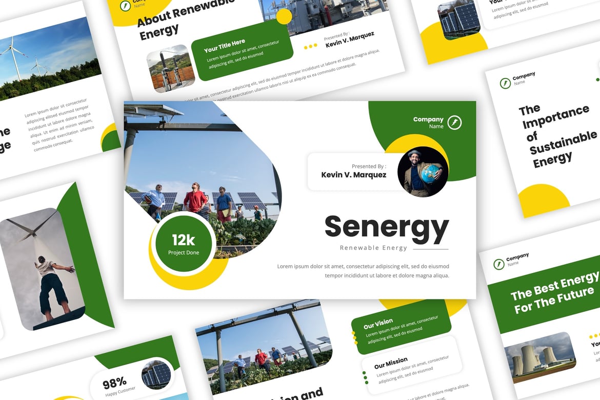Senergy - Template PowerPoint Energi Terbarukan yang Modern dan Kreatif