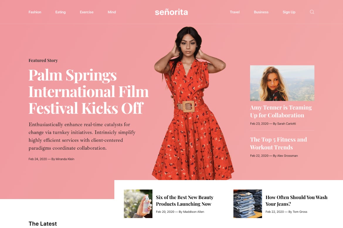 Template Website Senorita - Desain Responsif untuk Majalah dan Blog