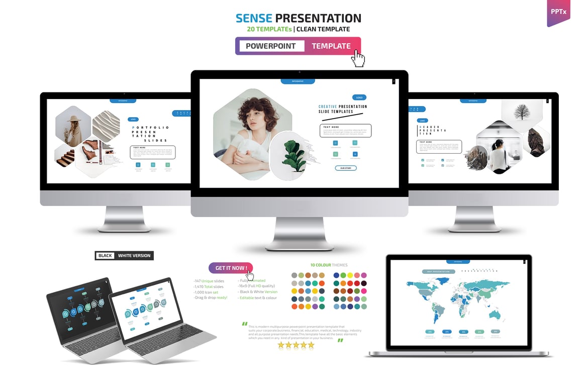 Template Presentasi PowerPoint Sense yang Menarik dan Profesional