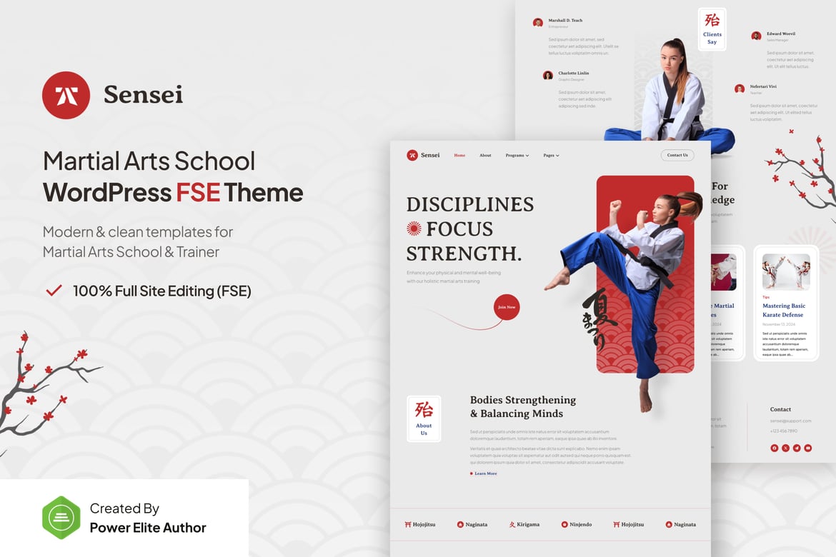 Sensei - Tema WordPress Modern untuk Klub dan Pelatih Seni Bela Diri