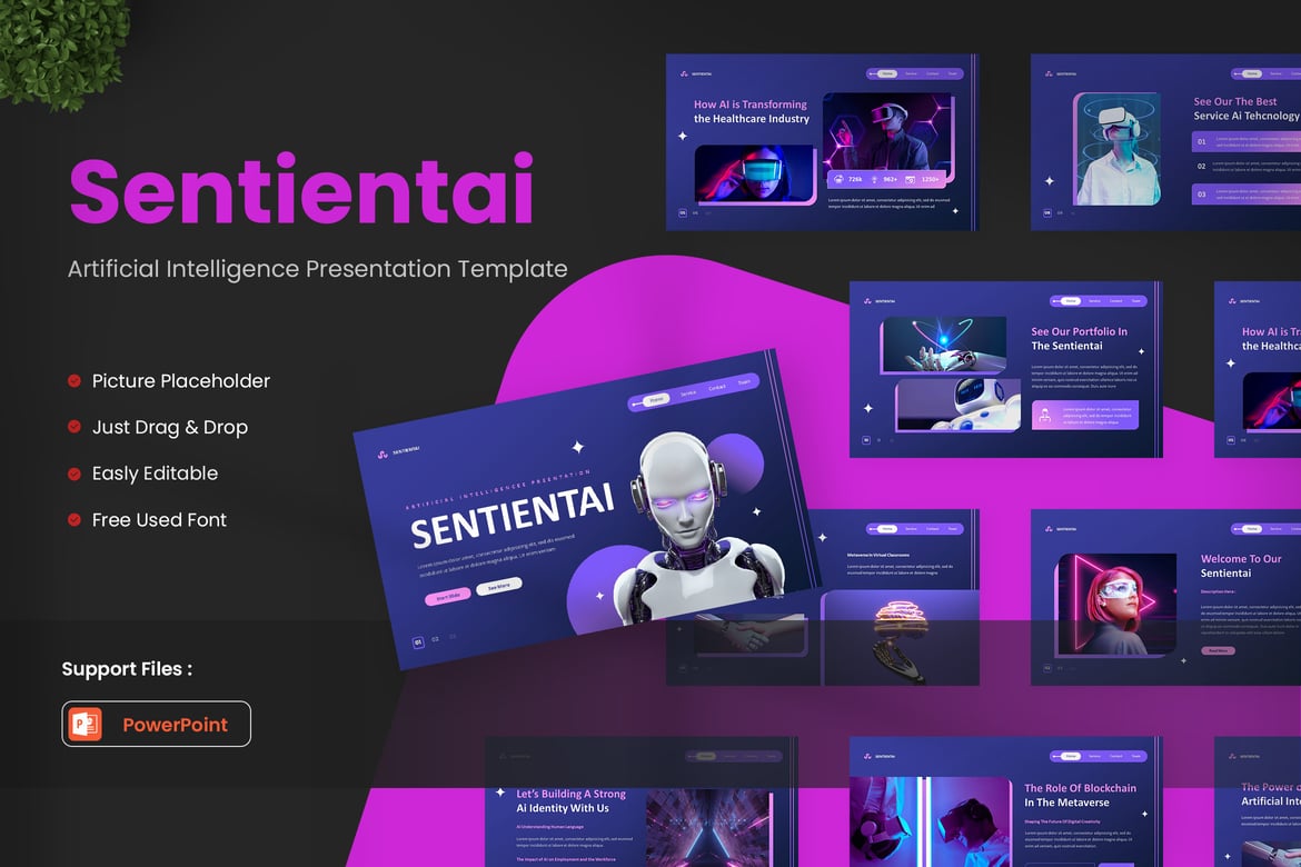 Template Presentasi Powerpoint Sentientai yang Menarik