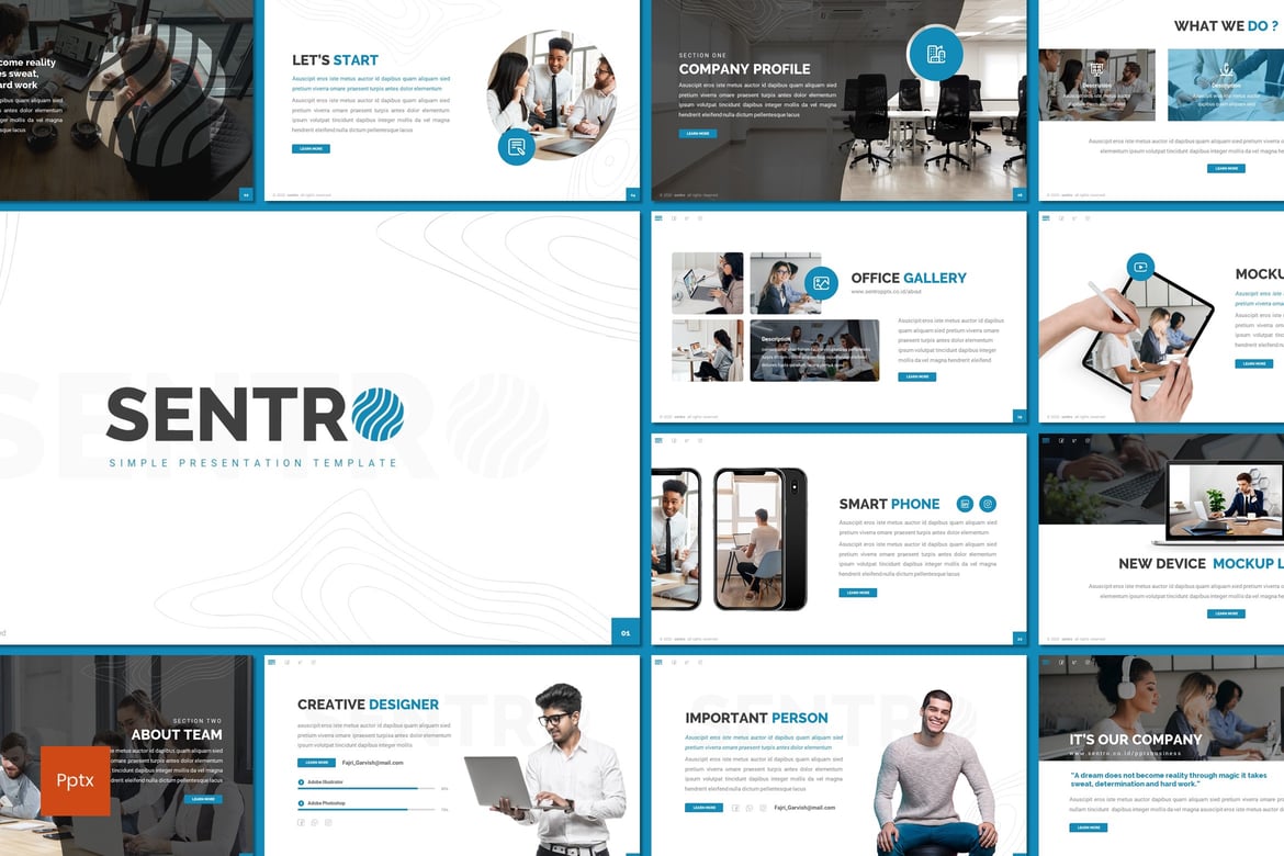 Sentro - Template Powerpoint Bisnis yang Kreatif dan Minimalis