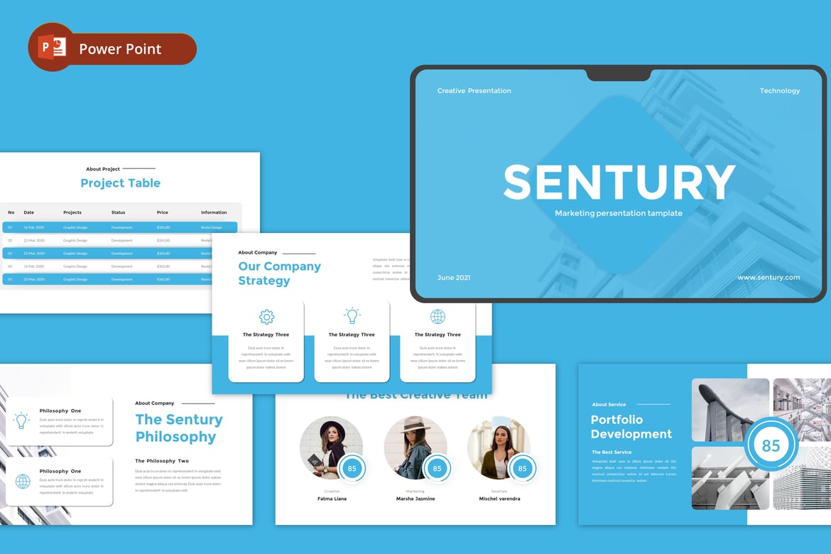 Sentury - Template Presentasi PowerPoint untuk Bisnis Marketing yang Menarik