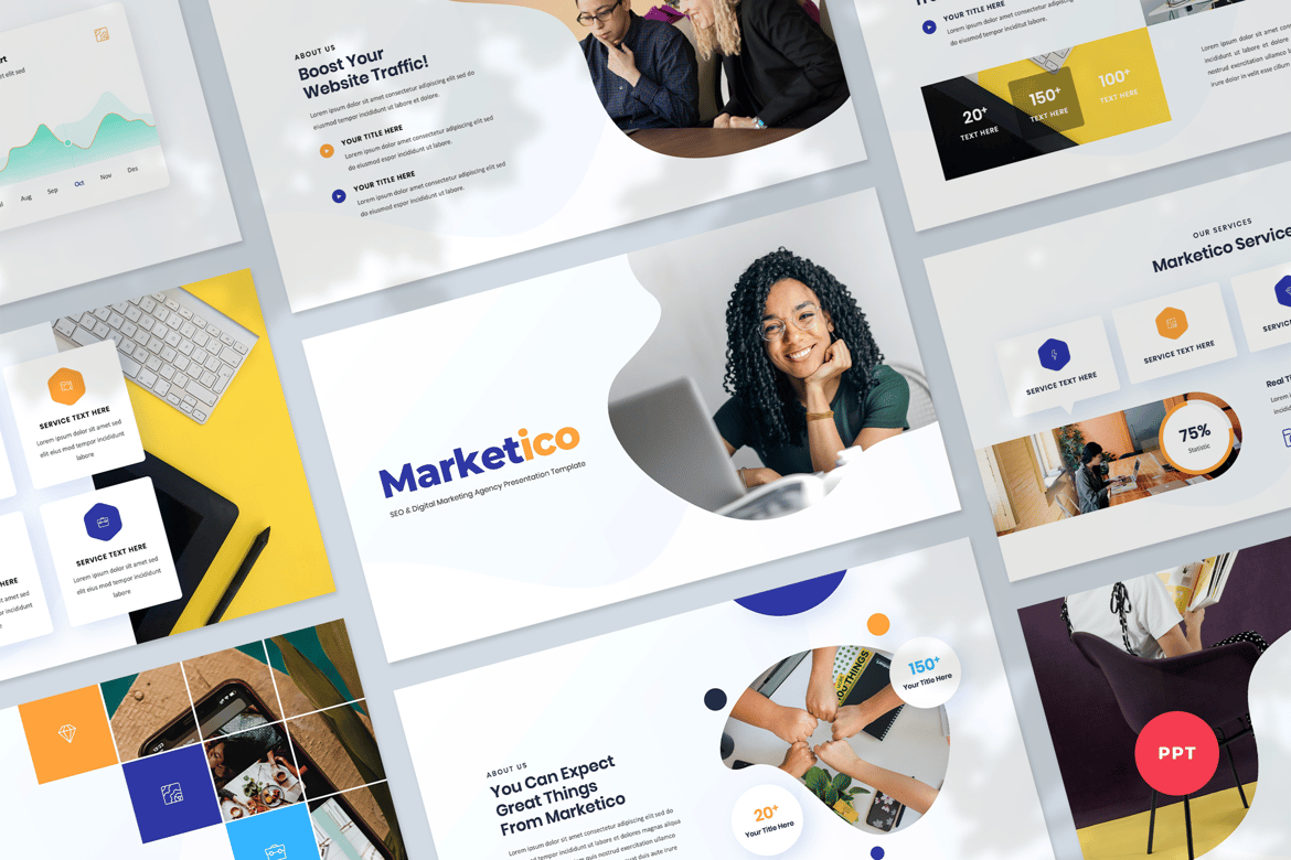 Template Presentasi PowerPoint untuk SEO & Digital Marketing yang Modern dan Menarik