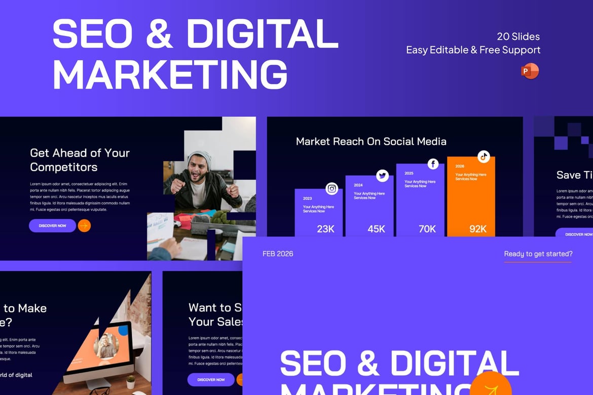 Template PowerPoint SEO & Pemasaran Digital yang Menarik