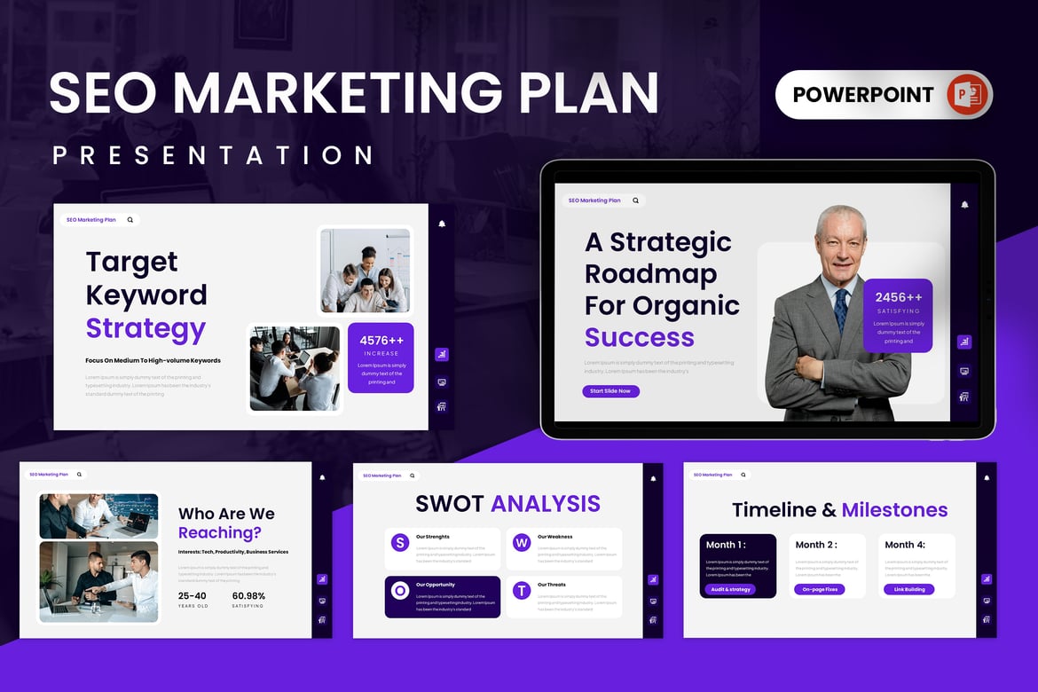 Template PowerPoint Rencana Pemasaran SEO yang Menarik