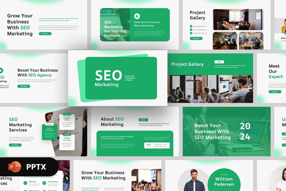 Template PowerPoint Pemasaran SEO yang Modern dan Menarik