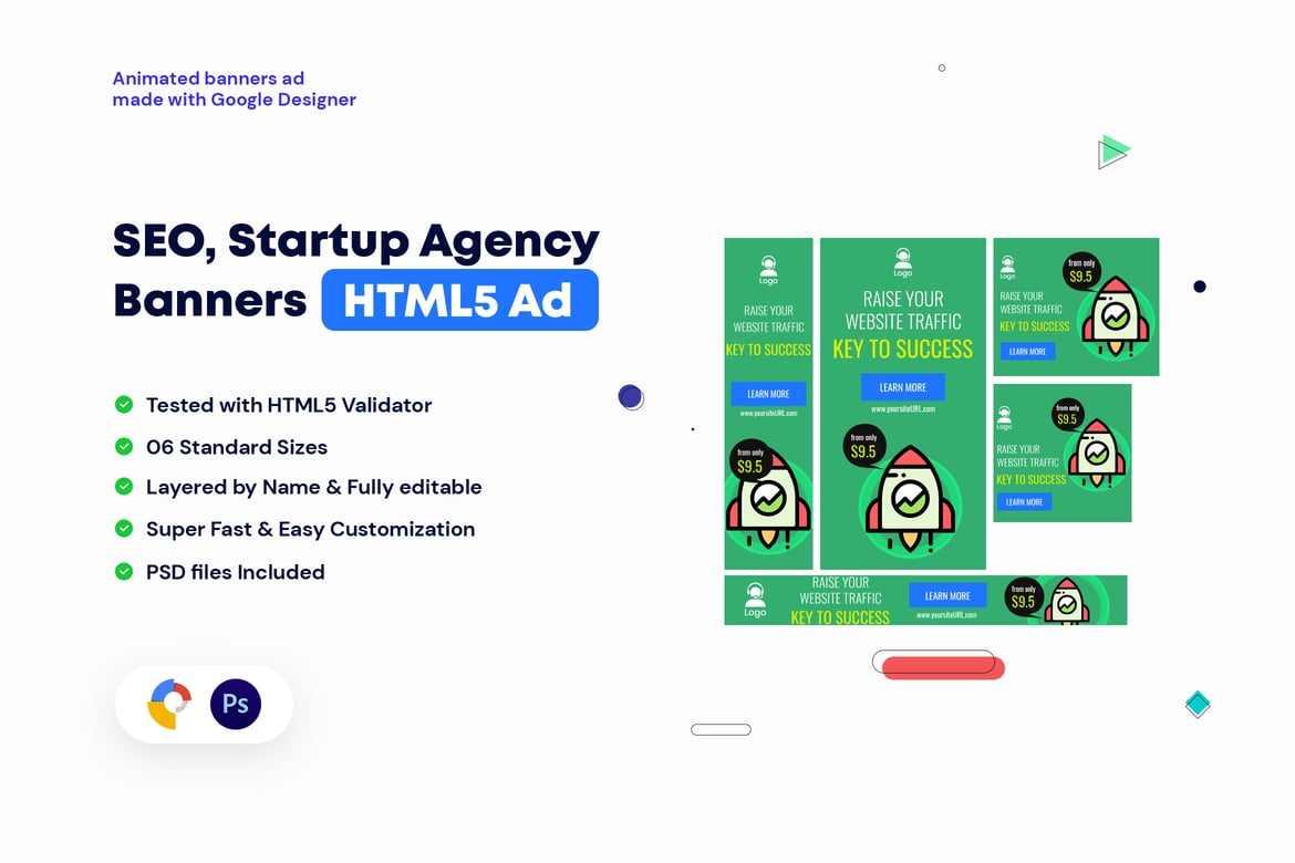 Template Website Banner Iklan HTML5 untuk Agensi Startup