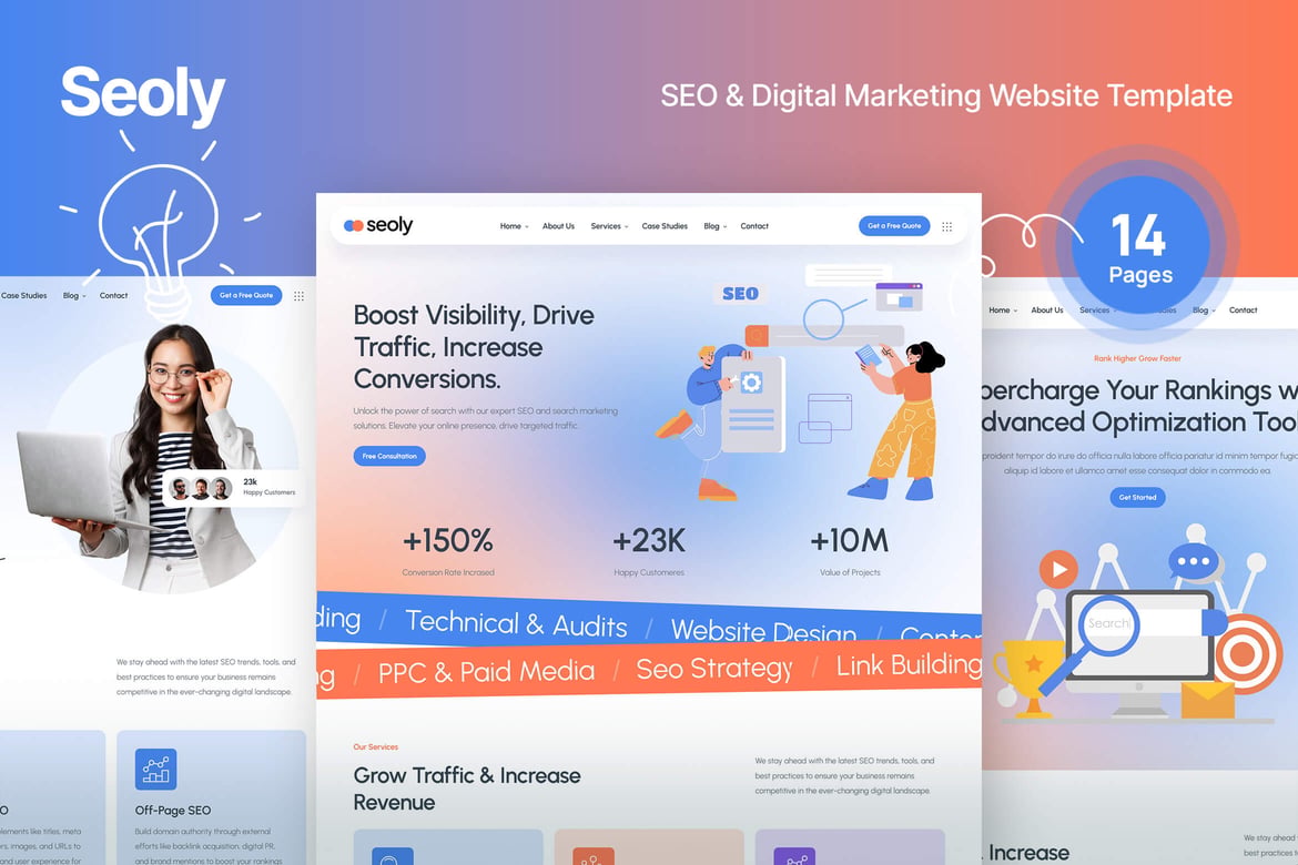 Seoly - Template Website SEO & Pemasaran Digital yang Premium