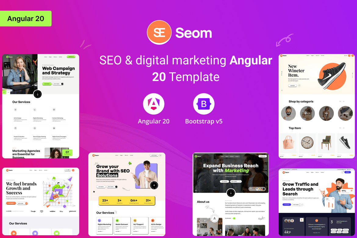 Template Website Seom - Solusi SEO dan Pemasaran Digital Angular 20