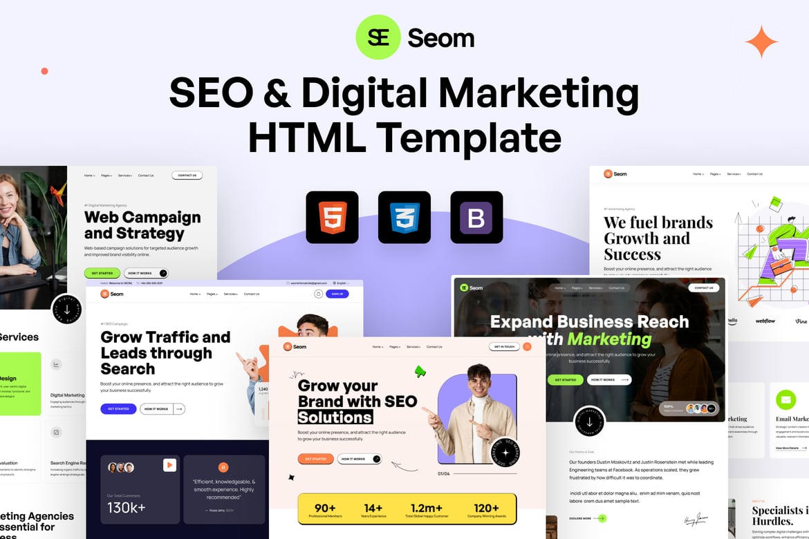 Seom - Template Website SEO & Pemasaran Digital yang Modern