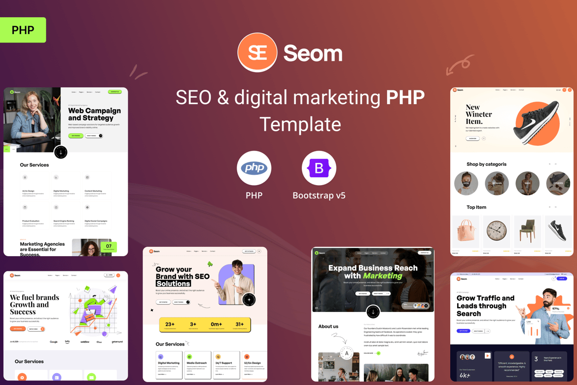 Seom - Template Website PHP untuk SEO dan Pemasaran Digital yang Modern