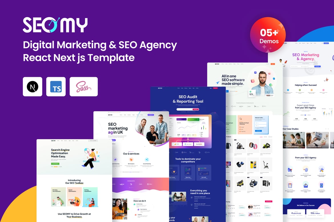 SEOMY - Template Website Digital Marketing Terkini dengan React Next Js