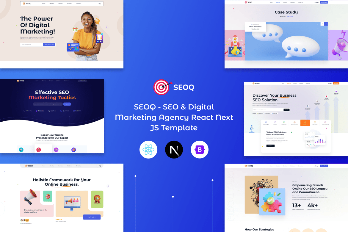 Template Website SEOQ - Agensi SEO & Pemasaran Digital dengan React JS