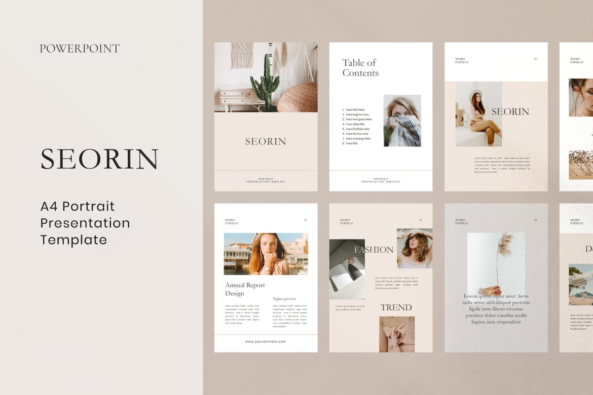 Template Presentasi Seorin A4 Portrait untuk PowerPoint yang Elegan dan Profesional
