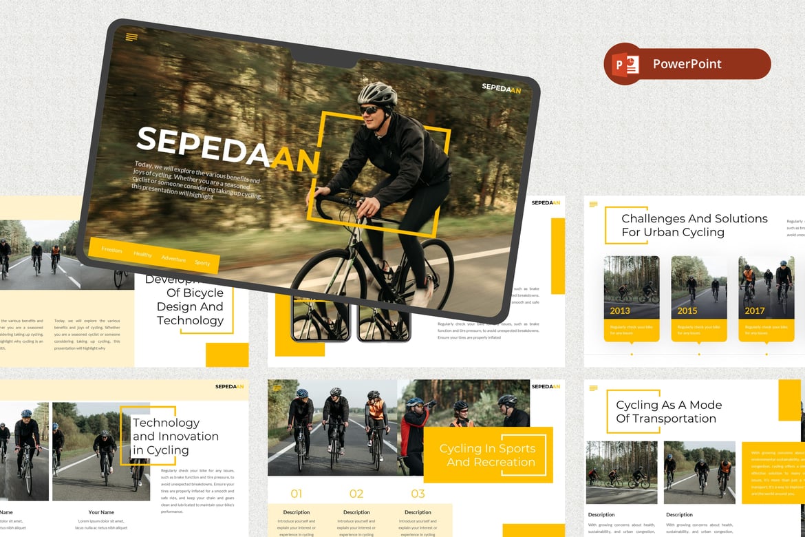 Template Presentasi Sepedaan - PowerPoint untuk Sepeda Olahraga