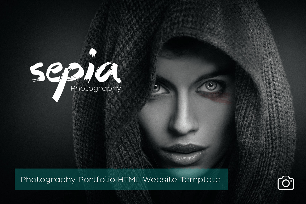 Template Website Portofolio Fotografi Sepia yang Menawan