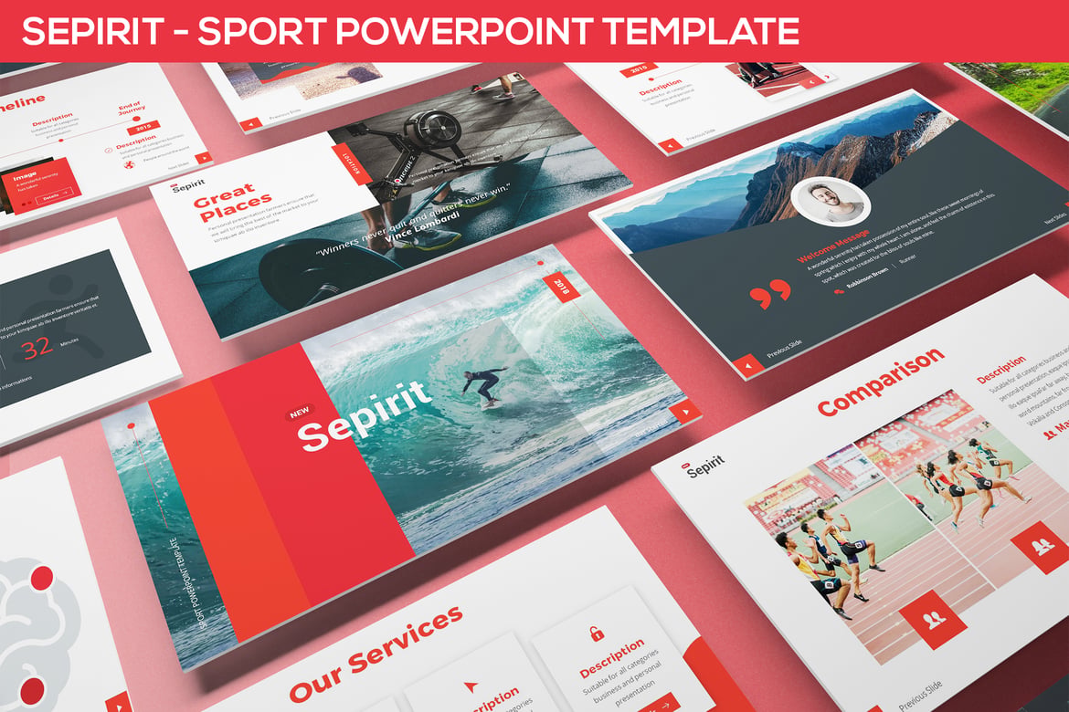 Template PowerPoint Sepirit - Solusi Presentasi Olahraga Modern dan Kreatif