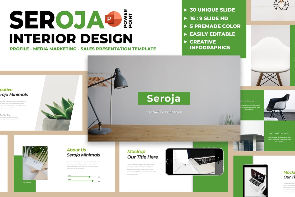 Seroja - Template PowerPoint Desain Interior yang Menarik