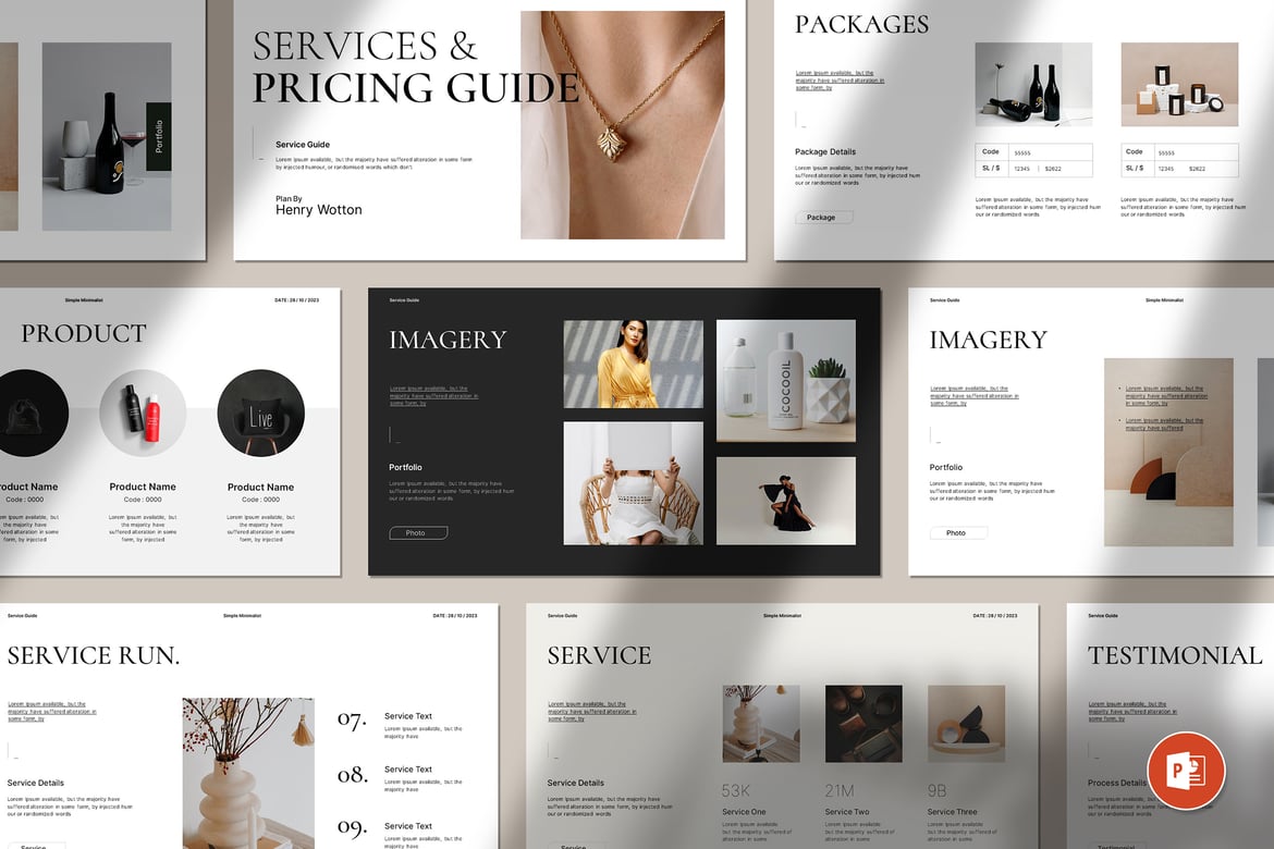 Template PowerPoint Panduan Layanan & Harga yang Minimalis dan Profesional