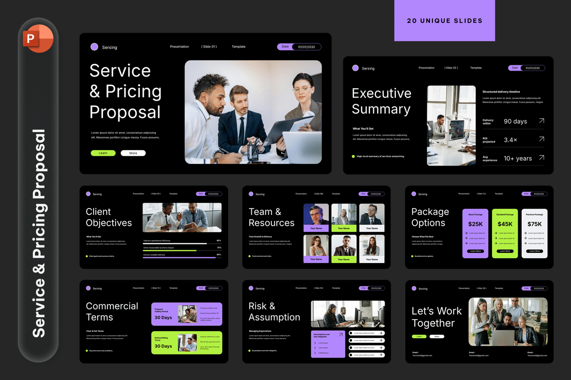 Template Presentasi PowerPoint untuk Proposal Layanan & Harga yang Menarik
