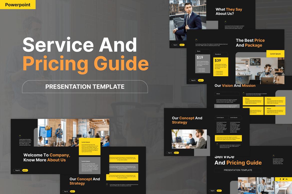 Template Powerpoint Panduan Layanan dan Harga yang Modern