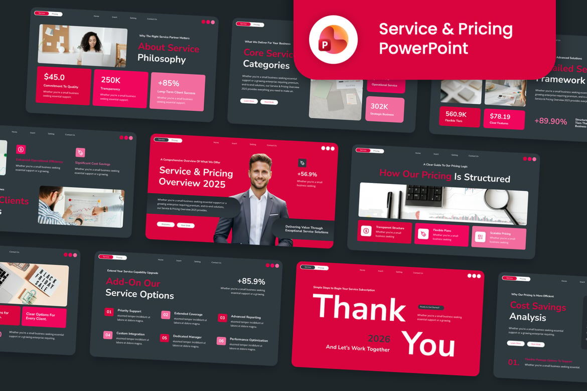 Template Powerpoint Layanan dan Harga yang Kreatif