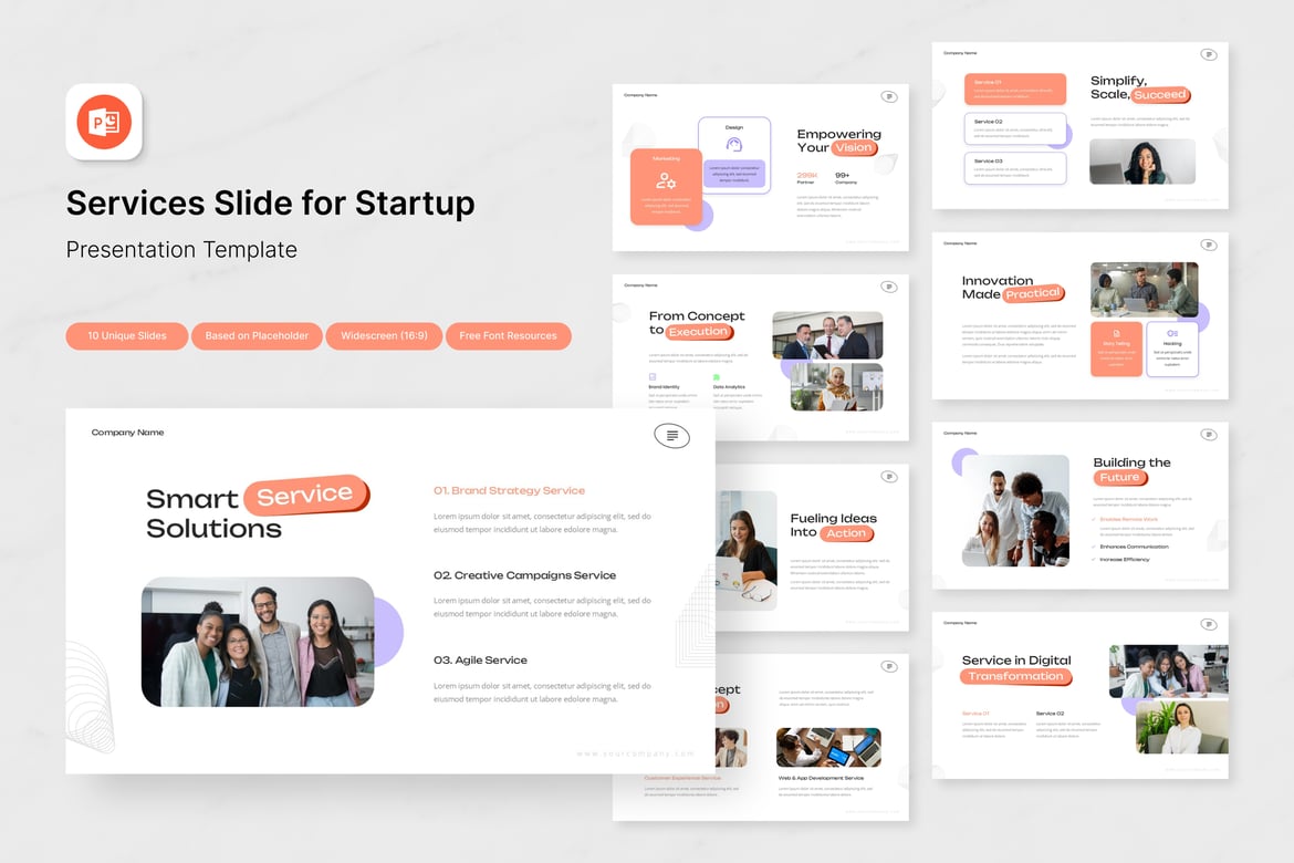 Template Presentasi PowerPoint Layanan untuk Startup yang Menarik