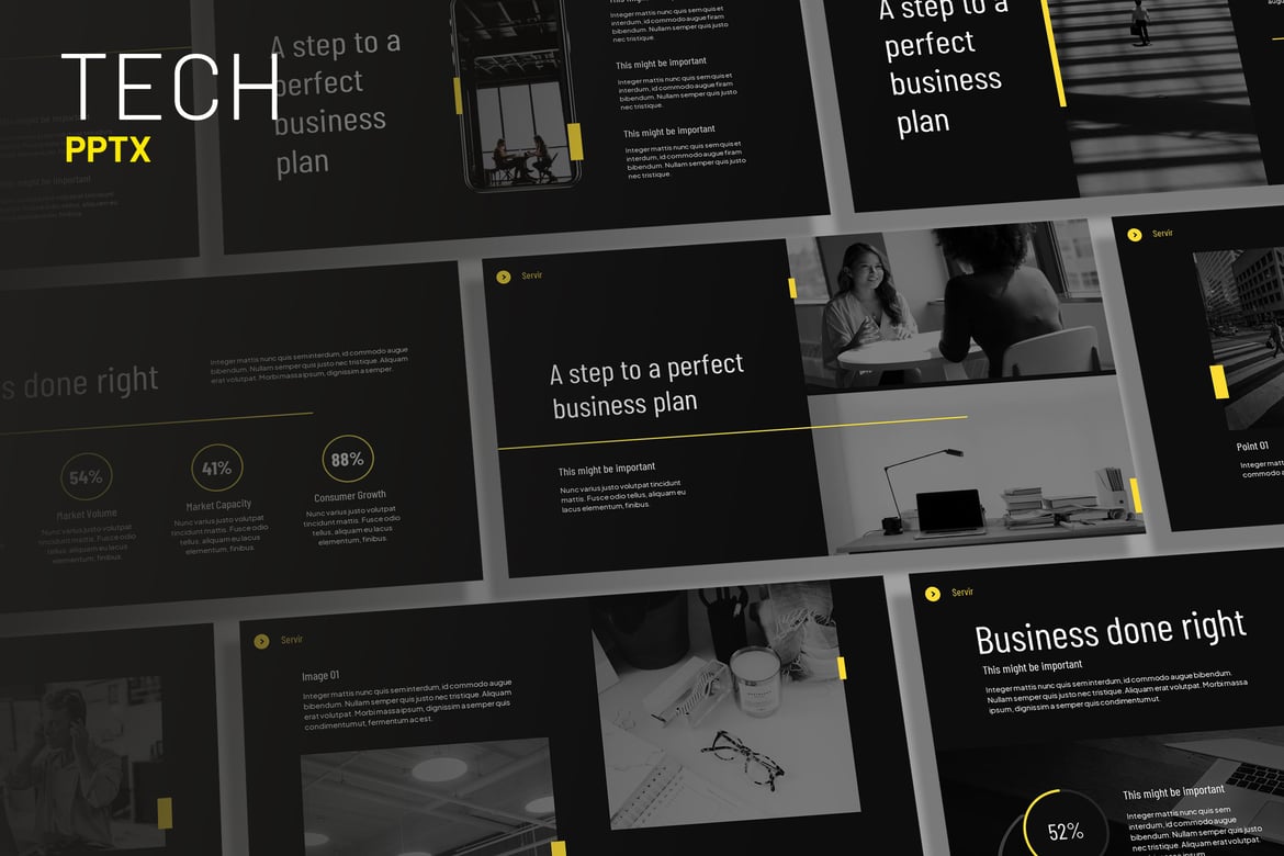 Template Powerpoint Agensi dengan Tema Gelap yang Elegan