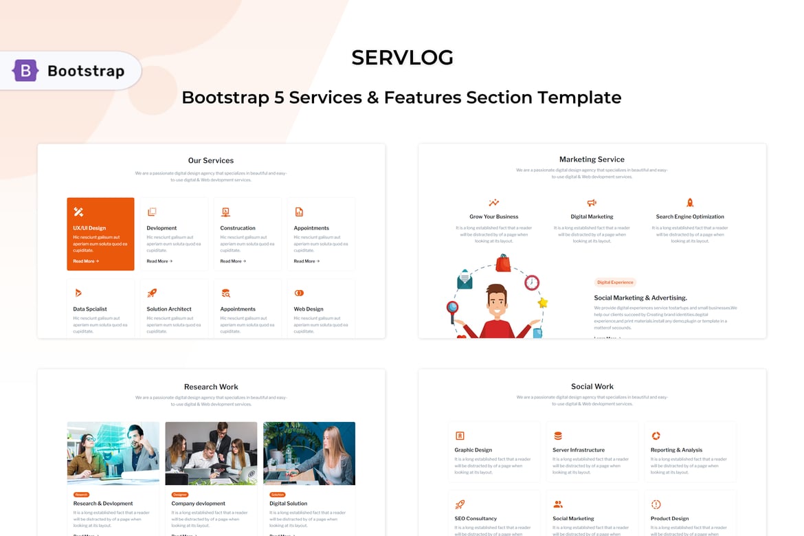 Servlog - Template Bagian Layanan & Fitur yang Responsif dan Modern
