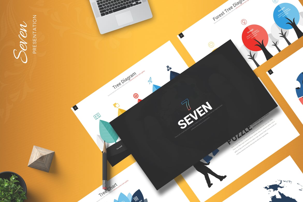 Template Presentasi PowerPoint Seven yang Kreatif dan Menarik