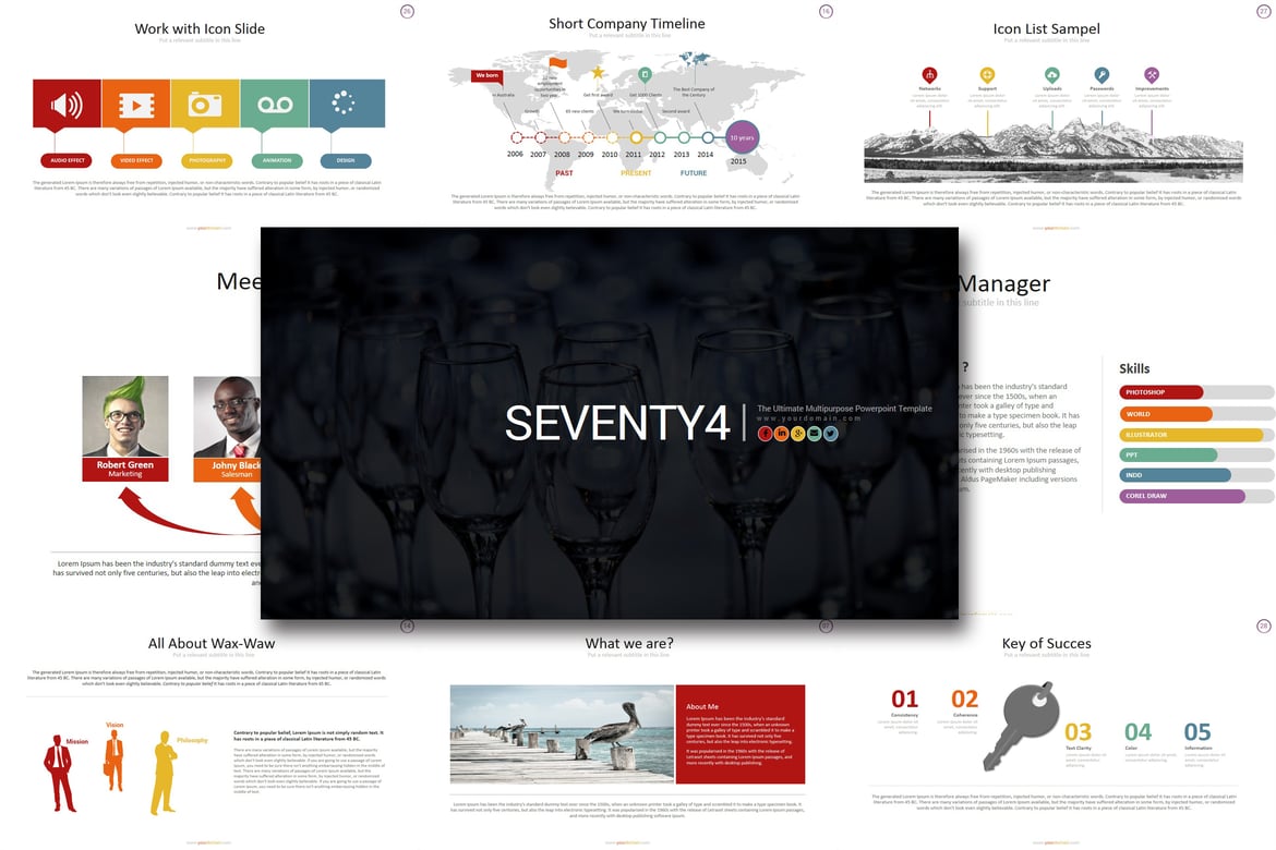 Seventy 4 - Template PowerPoint Kreatif dan Profesional