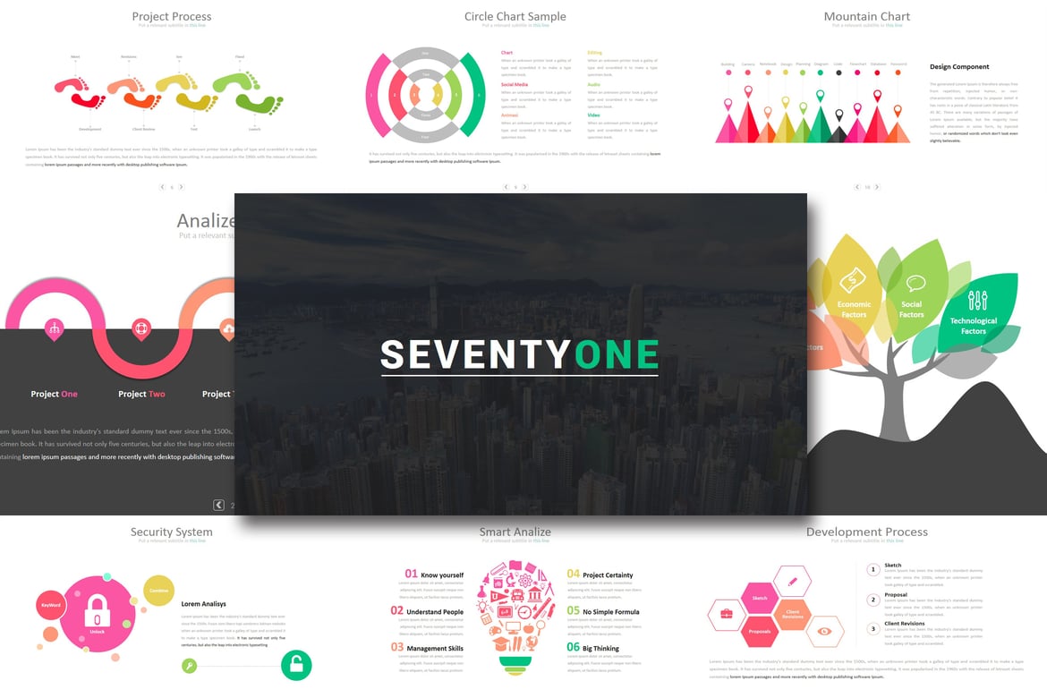 Template Presentasi PowerPoint Seventy One - Solusi Kreatif untuk Semua Kebutuhan Anda