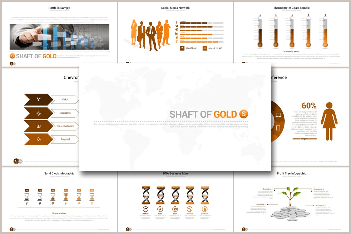 Template Presentasi SHAFT OF GOLD untuk PowerPoint