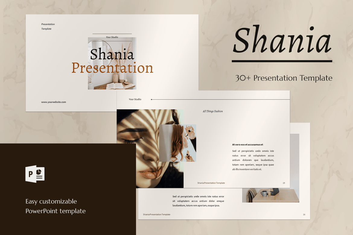 Template PowerPoint Shania - Elegan dan Profesional untuk Presentasi Anda